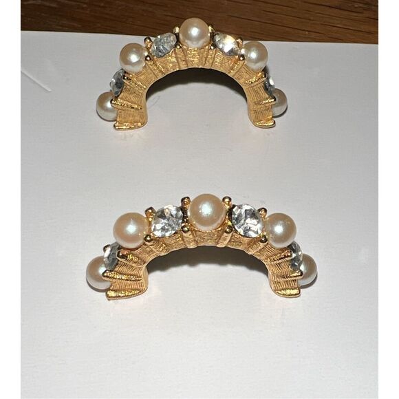 Bundle Sale 3 for $15 | Gold Tone With Faux Pear Half Hoop Earrings - Picture 2 of 10